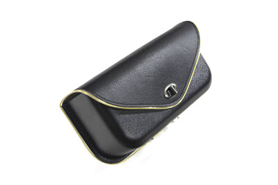 V-Twin Black Windshield Pouch with Gold Edge Trim for Harley Davidson FL Models