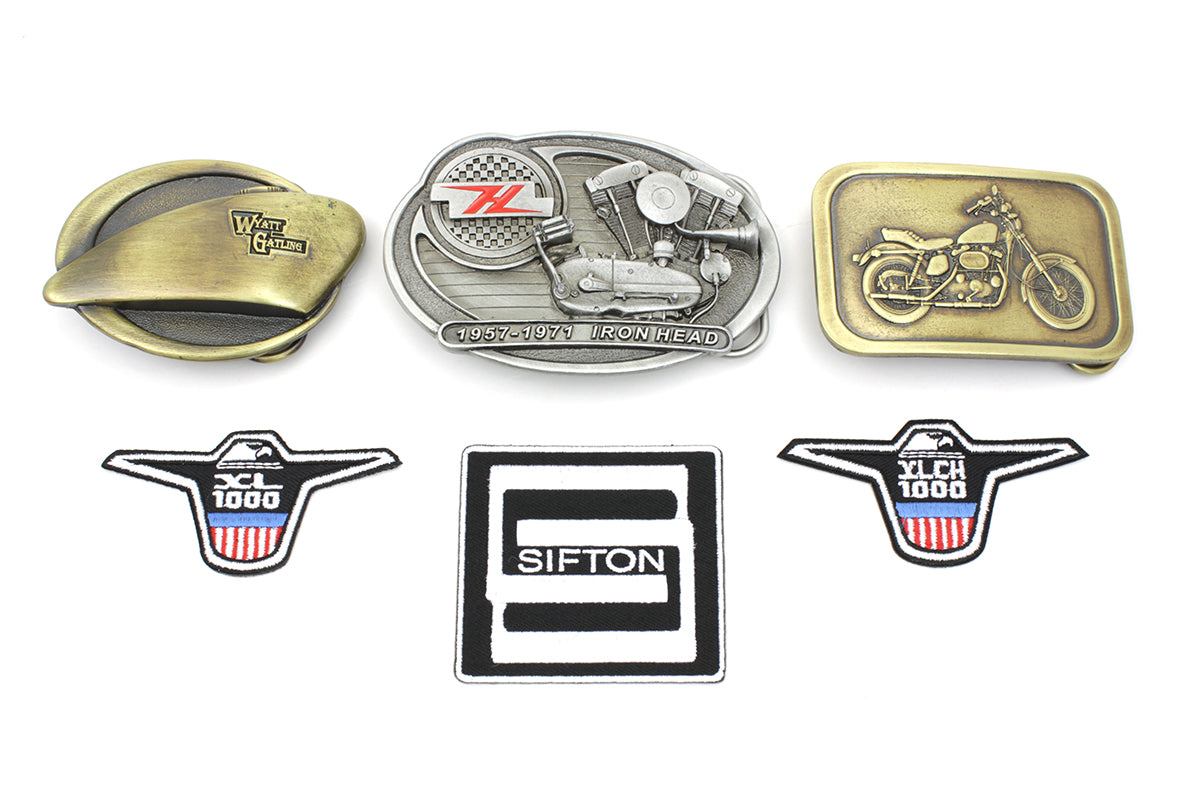 V-Twin XL Motorcycle Gift Set with 6 Iron-On Patches and Accessory Items