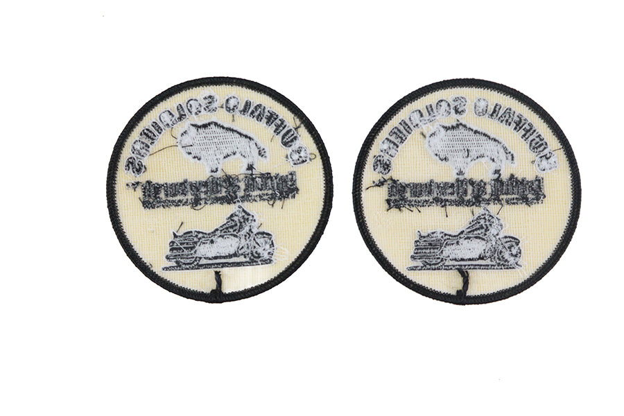 V-Twin Buffalo Soldiers Patch Pair – Durable Iron-On Embroidery for Motorcycle Gear and Apparel