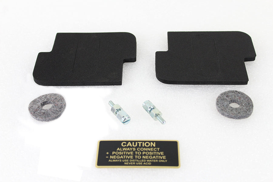 V-Twin Battery Caution Tag & Terminal Kit Brass - Part #63649 for Harley Davidson WL (1929-1938)