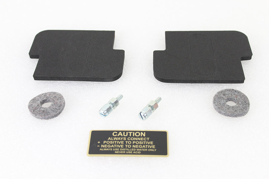 V-Twin Battery Caution Tag & Terminal Kit Brass - Part #63649 for Harley Davidson WL (1929-1938)