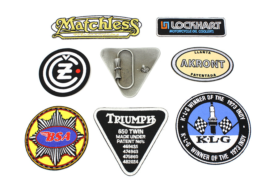 V-Twin British Motorcycle Gift Set with 8 Iron-On Patches