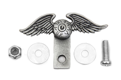 V-Twin Wing License Plate Topper - 48-0840, Pewter Finish, 2 Inch Height
