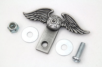 V-Twin Wing License Plate Topper - 48-0840, Pewter Finish, 2 Inch Height