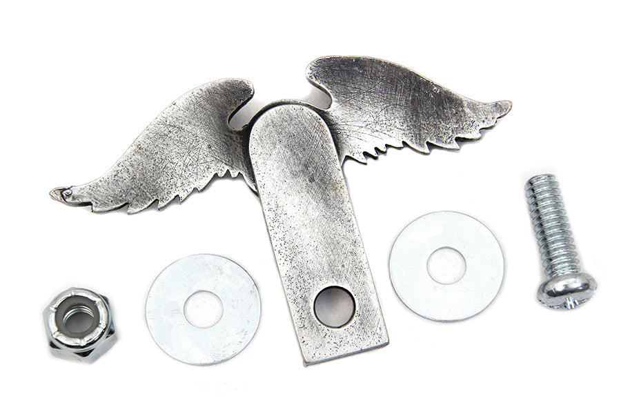 V-Twin Wing License Plate Topper - 48-0840, Pewter Finish, 2 Inch Height