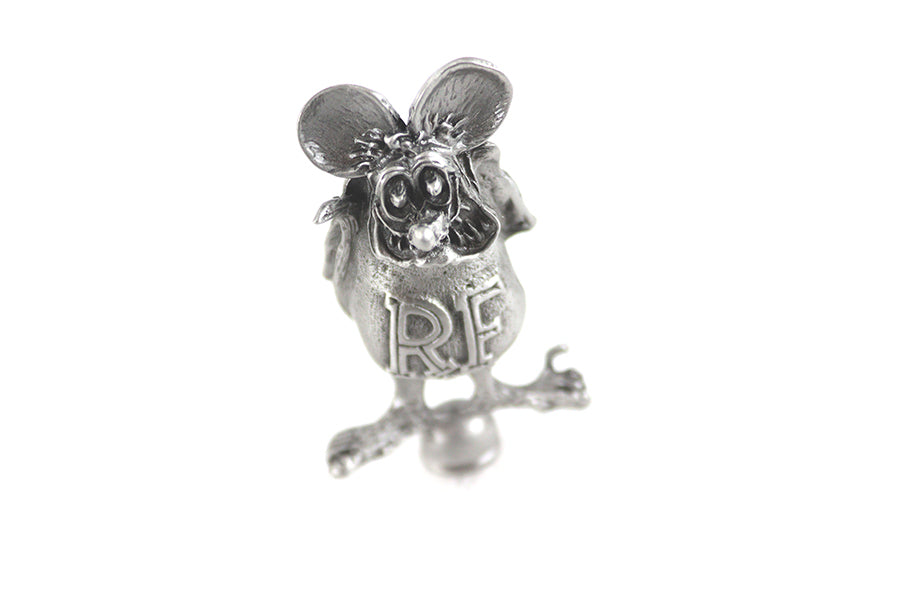 V-Twin Pewter Rat Fink Ornament - 3-inch Motorcycle Themed Decor