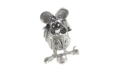V-Twin Pewter Rat Fink Ornament - 3-inch Motorcycle Themed Decor