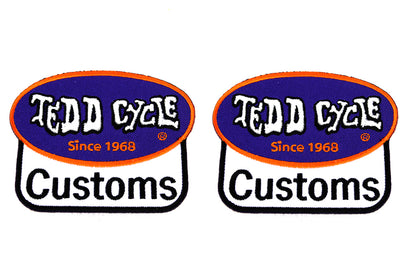 V-Twin Tedd Cycle Parts and Service Patch Set - 3.5 Inch Square Patches (Pair)
