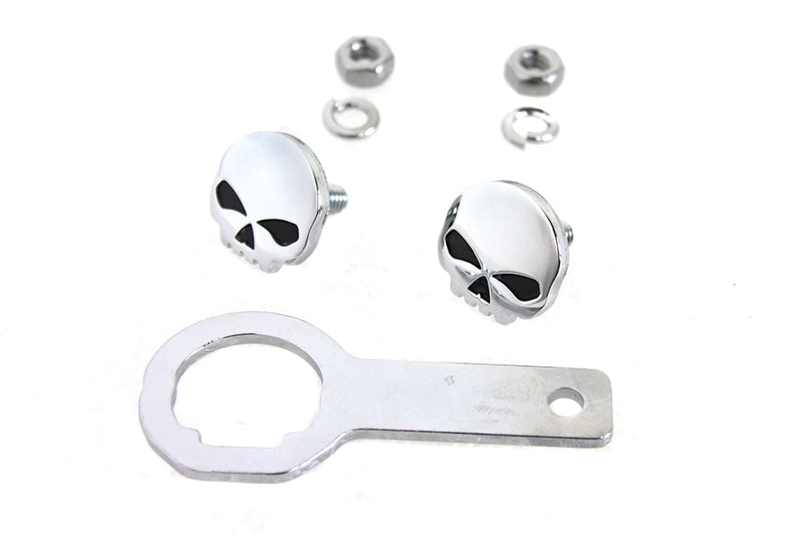 V-Twin Skull License Plate Bolt Kit - 3/4 Inch Bolts with Wrench