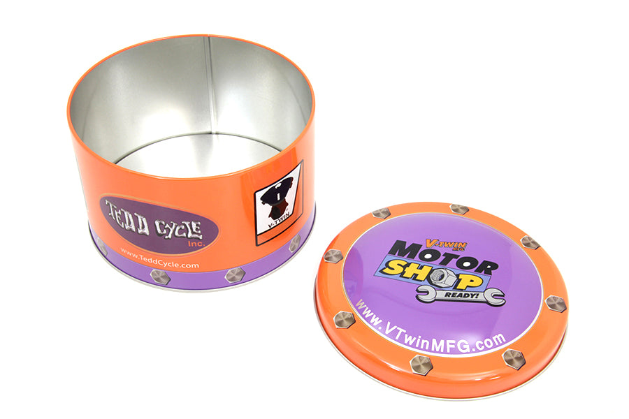 V-Twin Motor Shop Ready Round Can Set - 3.94-inch Diameter Metal Containers