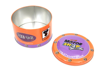 V-Twin Motor Shop Ready Round Can Set - 3.94-inch Diameter Metal Containers
