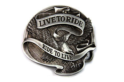 V-Twin Live to Ride 75th Anniversary Belt Buckle - Retro Motorcycle Accessory