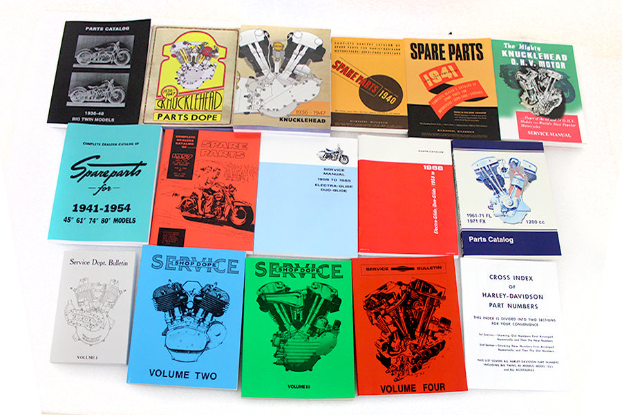 V-Twin Big Twin Part & Service Manual Library Set for Harley Davidson 1940s-1960s