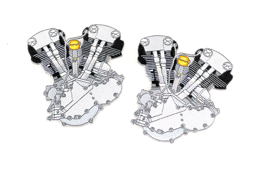 V-Twin 1936-1947 Knucklehead Engine Patch Set – Durable Iron-On Patches for Motorcycle Restoration
