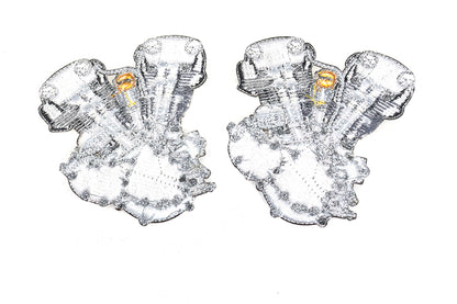V-Twin 1936-1947 Knucklehead Engine Patch Set – Durable Iron-On Patches for Motorcycle Restoration