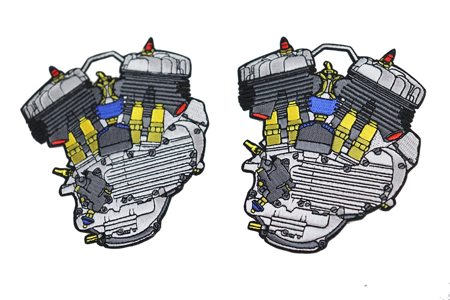 V-Twin 45 Engine Patch Set - Durable Iron-On Patches for Motorcycle Apparel and Accessories