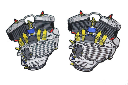 V-Twin 45 Engine Patch Set - Durable Iron-On Patches for Motorcycle Apparel and Accessories