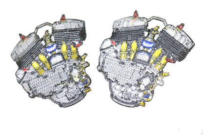 V-Twin 45 Engine Patch Set - Durable Iron-On Patches for Motorcycle Apparel and Accessories