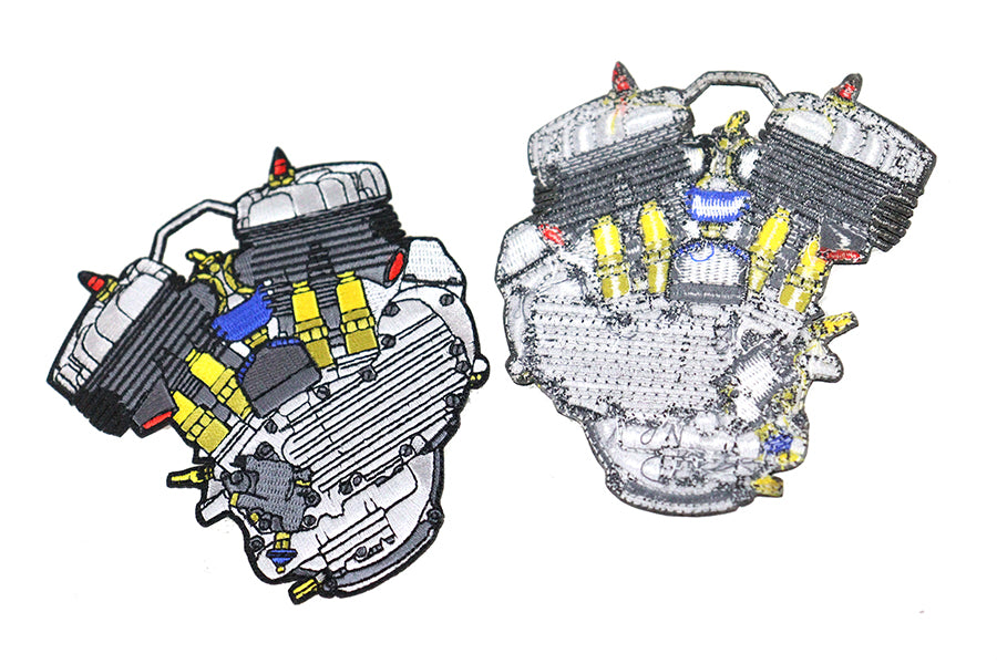 V-Twin 45 Engine Patch Set - Durable Iron-On Patches for Motorcycle Apparel and Accessories