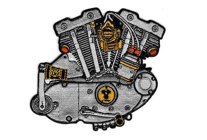V-Twin XL Engine Patch Set - Durable Iron-On Motorcycle Embroidery Patches, Pack of Two