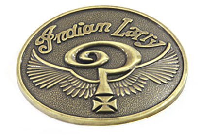V-Twin Indian Larry Oval Belt Buckle - Pewter Metal Finish