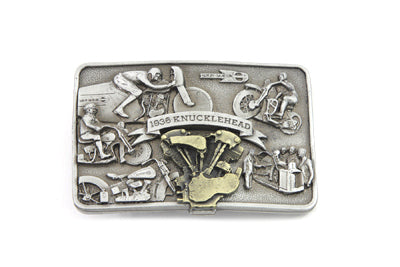 V-Twin Knucklehead Engine Belt Buckle - Retro Motorcycle Style, 3.5 Inch Width