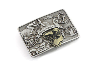 V-Twin Knucklehead Engine Belt Buckle - Retro Motorcycle Style, 3.5 Inch Width