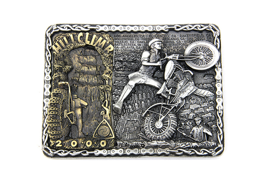 V-Twin Hillclimber Belt Buckle – Retro Motorcycle Belt Buckle Inspired by 1980s and 1990s Style