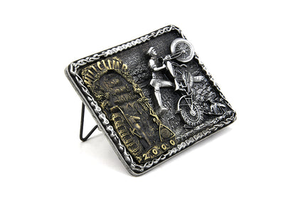 V-Twin Hillclimber Belt Buckle – Retro Motorcycle Belt Buckle Inspired by 1980s and 1990s Style
