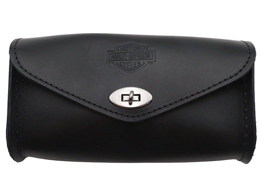 V-Twin FLT Windshield Pouch - Full Leather Motorcycle Accessory with Turn Buckle Closure