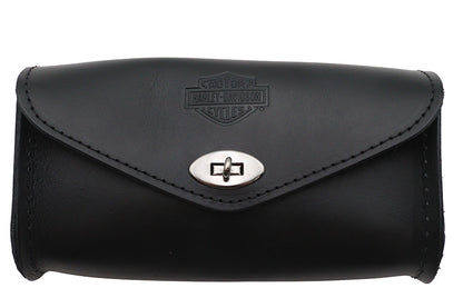 V-Twin FLT Windshield Pouch - Full Leather Motorcycle Accessory with Turn Buckle Closure