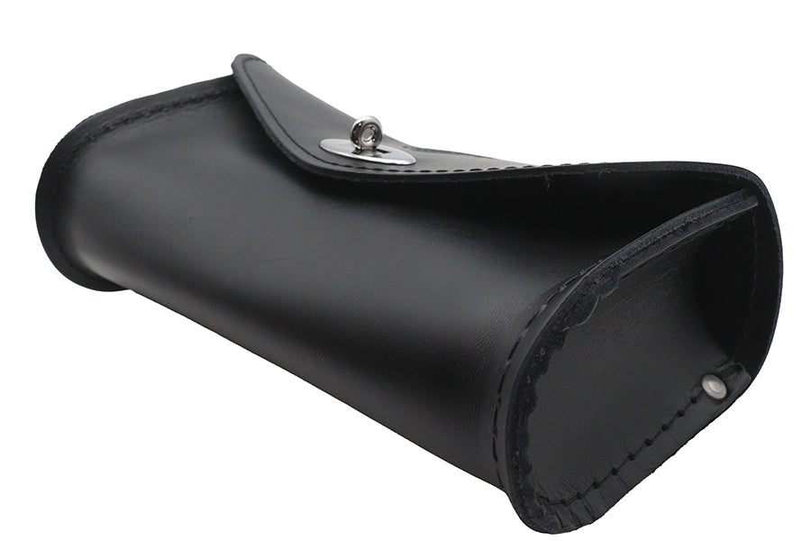 V-Twin FLT Windshield Pouch - Full Leather Motorcycle Accessory with Turn Buckle Closure