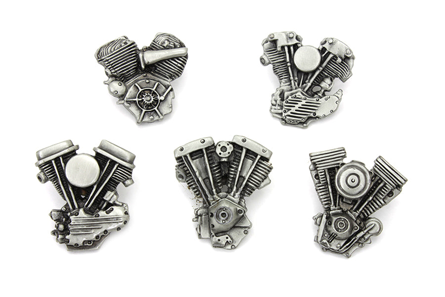 V-Twin Motor Lapel Pin Gift Set - Pewter Finish Motorcycle Accessories Kit
