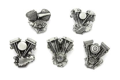 V-Twin Motor Lapel Pin Gift Set - Pewter Finish Motorcycle Accessories Kit