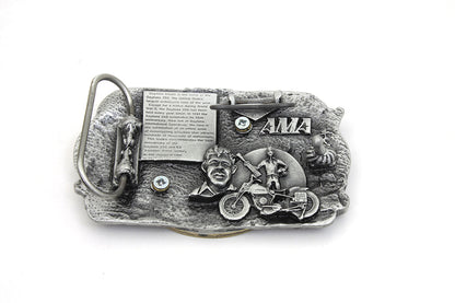 V-Twin 50th Daytona Belt Buckle - Retro Reproduction of 1980s and 1990s Style Pewter Metal Buckle