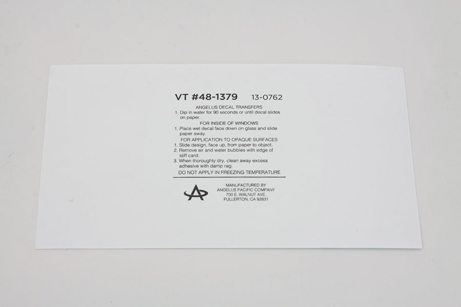 V-Twin Oil Tank Lightning Style Decal - Water Slide Type, 1/4 Inch H