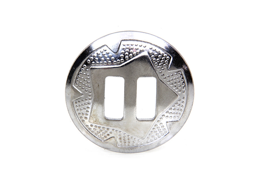 V-Twin 1-1/2 Inch Chrome Concho with Natural Leather Rosette Compatibility