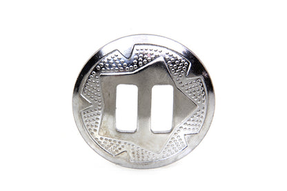 V-Twin 1-1/2 Inch Chrome Concho with Natural Leather Rosette Compatibility
