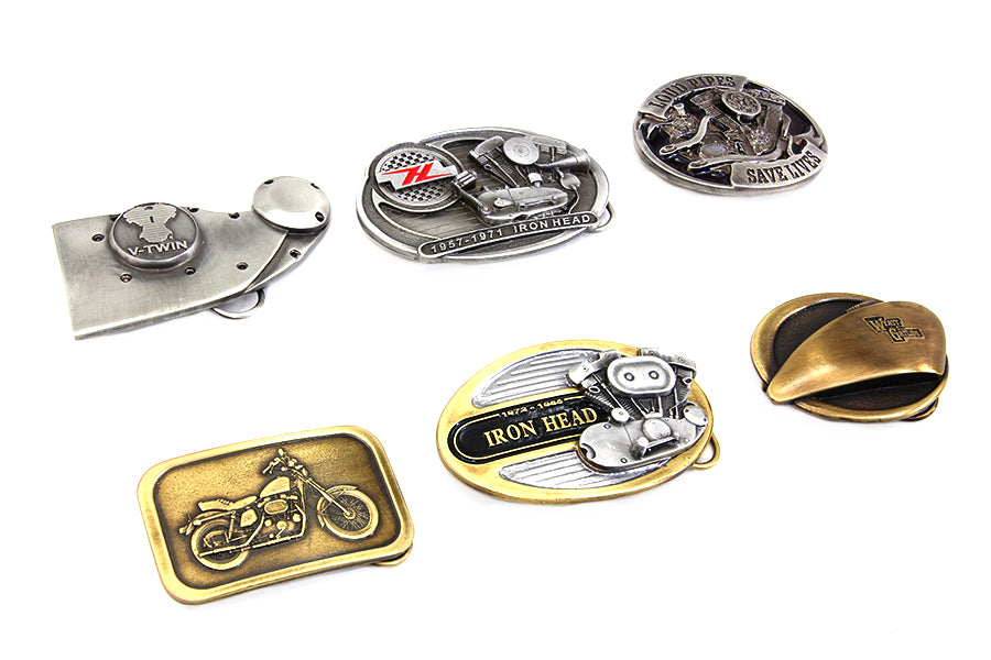V-Twin XL Belt Buckle Gift Set – 8 Piece Motorcycle Patch Kit
