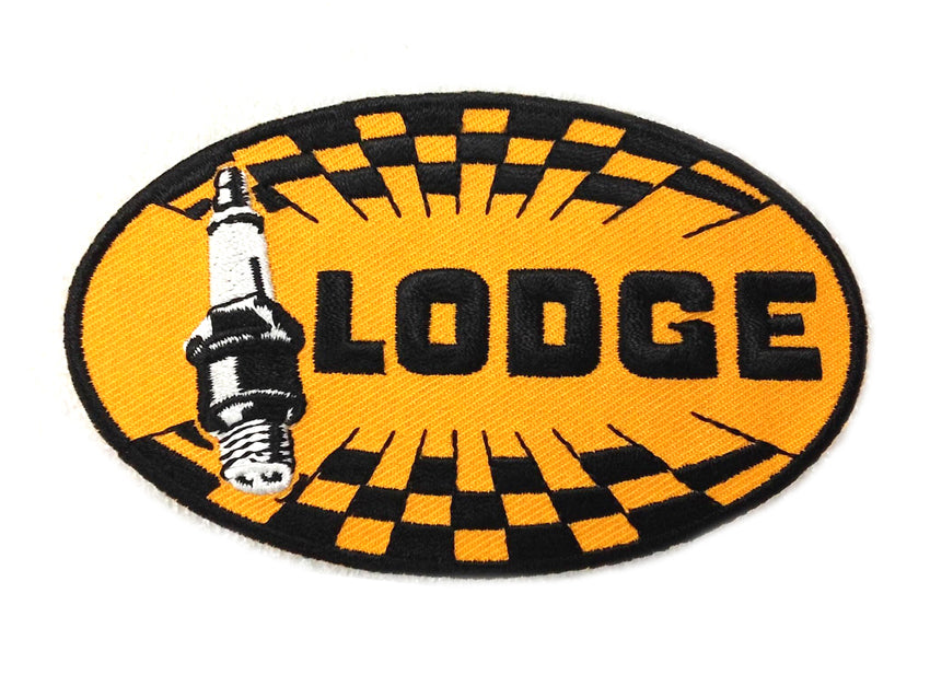 V-Twin Lodge Spark Plug Patches - 2.4-Inch Set for Custom Motorcycle Repairs