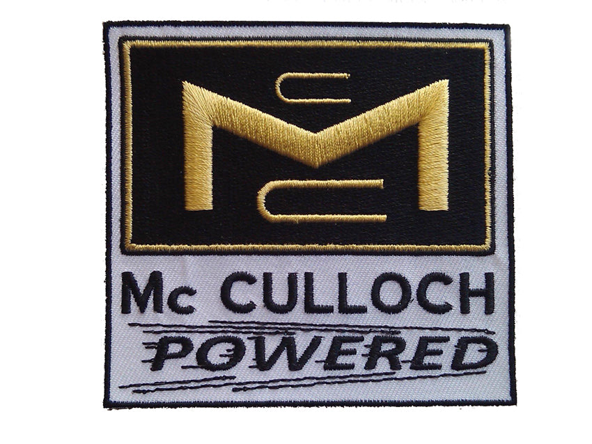 V-Twin McCulloch Engine Patches - Set of 3.15 Inch Wide Iron-On and Sew-On Patches