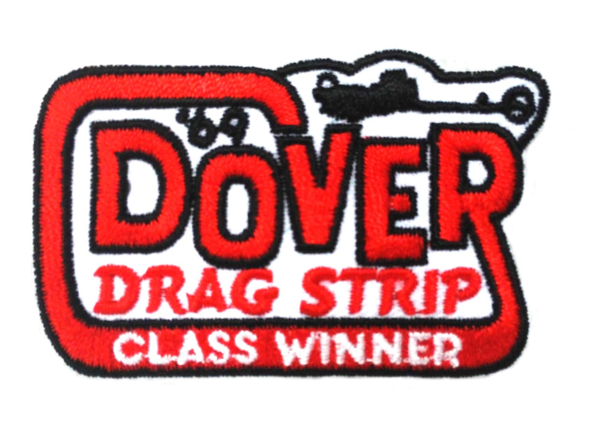 V-Twin Dover Drag Strip Patches Set – 1.7 Inch Wide Iron-On Appliques for Motorcycle and Apparel Customization