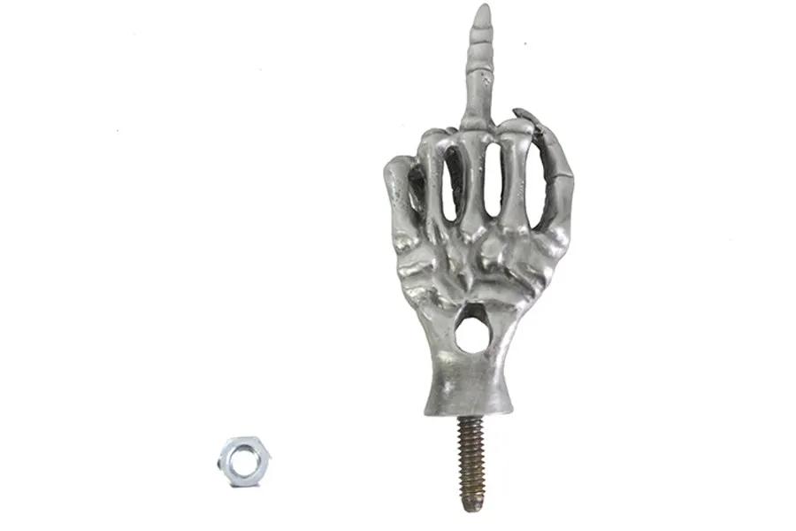 V-Twin Middle Finger License Plate Topper with Stud Mount - Chrome Finish by V-Twin