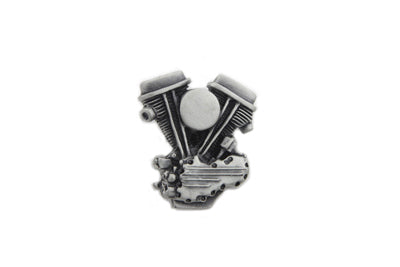 V-Twin Panhead Lapel Pin with Stick Pin Clasp - Silver Patina