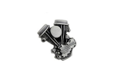 V-Twin Panhead Lapel Pin with Stick Pin Clasp - Silver Patina