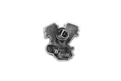 V-Twin Panhead Lapel Pin with Stick Pin Clasp - Silver Patina