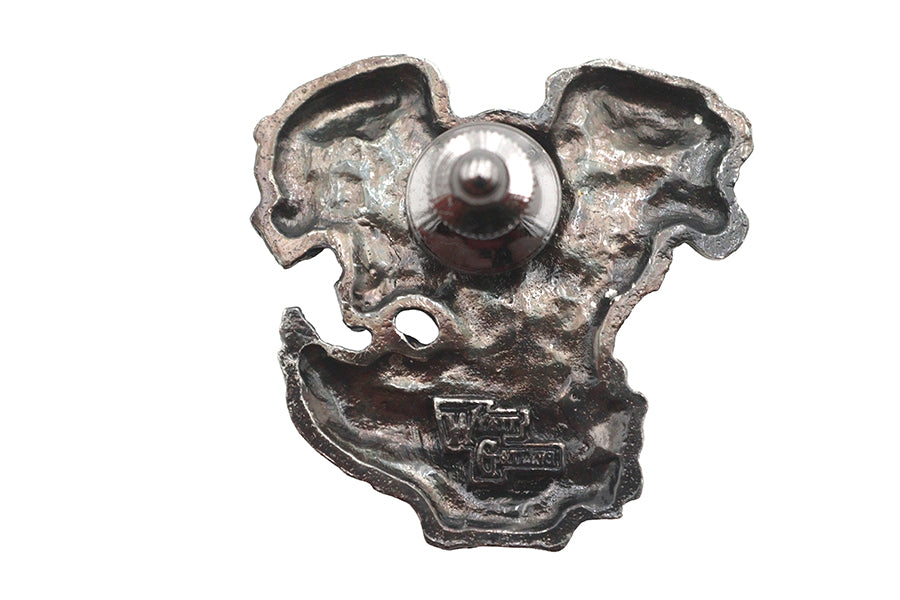 V-Twin Knucklehead Lapel Pin with Silver Patina - Motorcycle Accessory