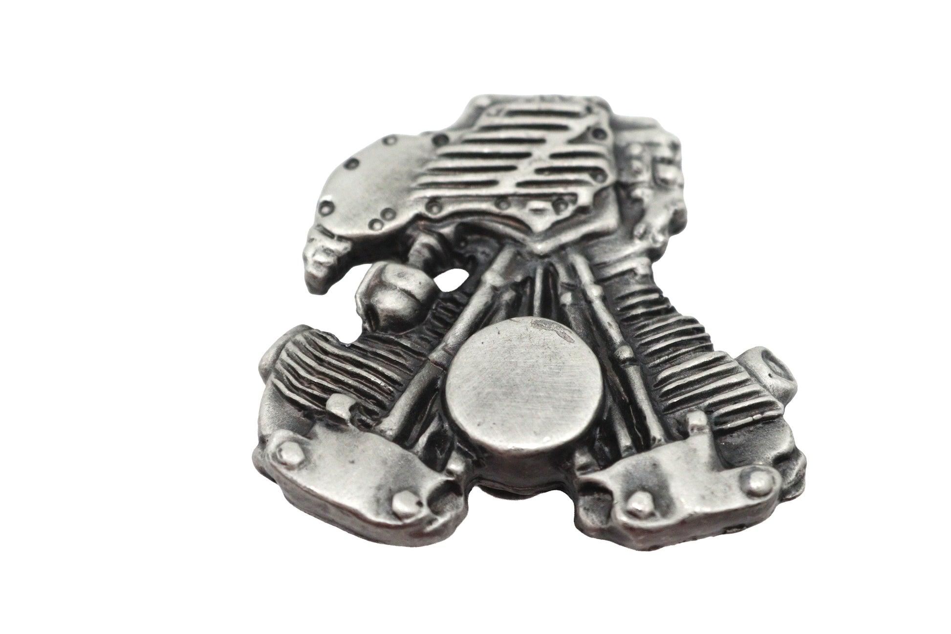 V-Twin Knucklehead Lapel Pin with Silver Patina - Motorcycle Accessory