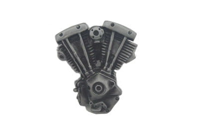V-Twin Shovelhead Lapel Pin with Silver Patina - Motorcycle Enthusiast Accessory