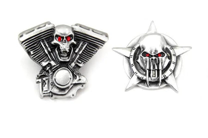 V-Twin Skull Lapel Pin Set with Pewter Finish – Stylish Motorcycle Accessory by V-Twin